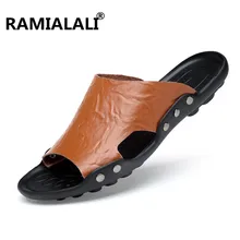 Летние кожаные сандалии; Новинка; большие размеры 45, 46, 47; мужские сандалии; мужские пляжные сандалии; Модные мужские Тапочки