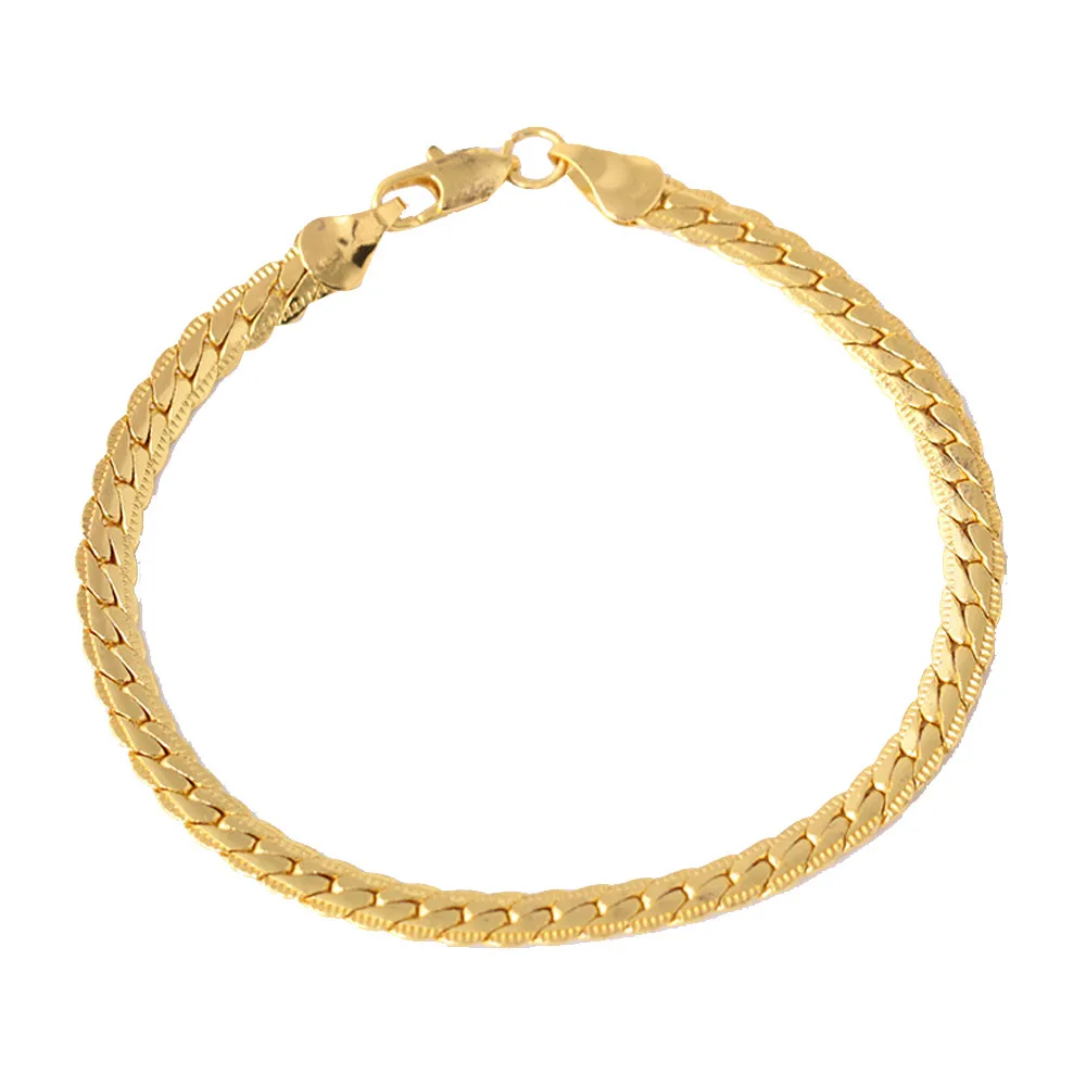 

2019 New Unisex Men's Punk Gold Color Chain Bracelets Wristband Womens Charm Bracelets & Bangles Hip Hop Jewelry Drop Shipping