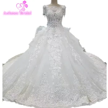 

Vestido De Noiva 2017 Vintage Lace Beaded Ball Gown Cathedral Train Wedding Dresses Sleeveless Bridal Gowns Vestido de Casamento