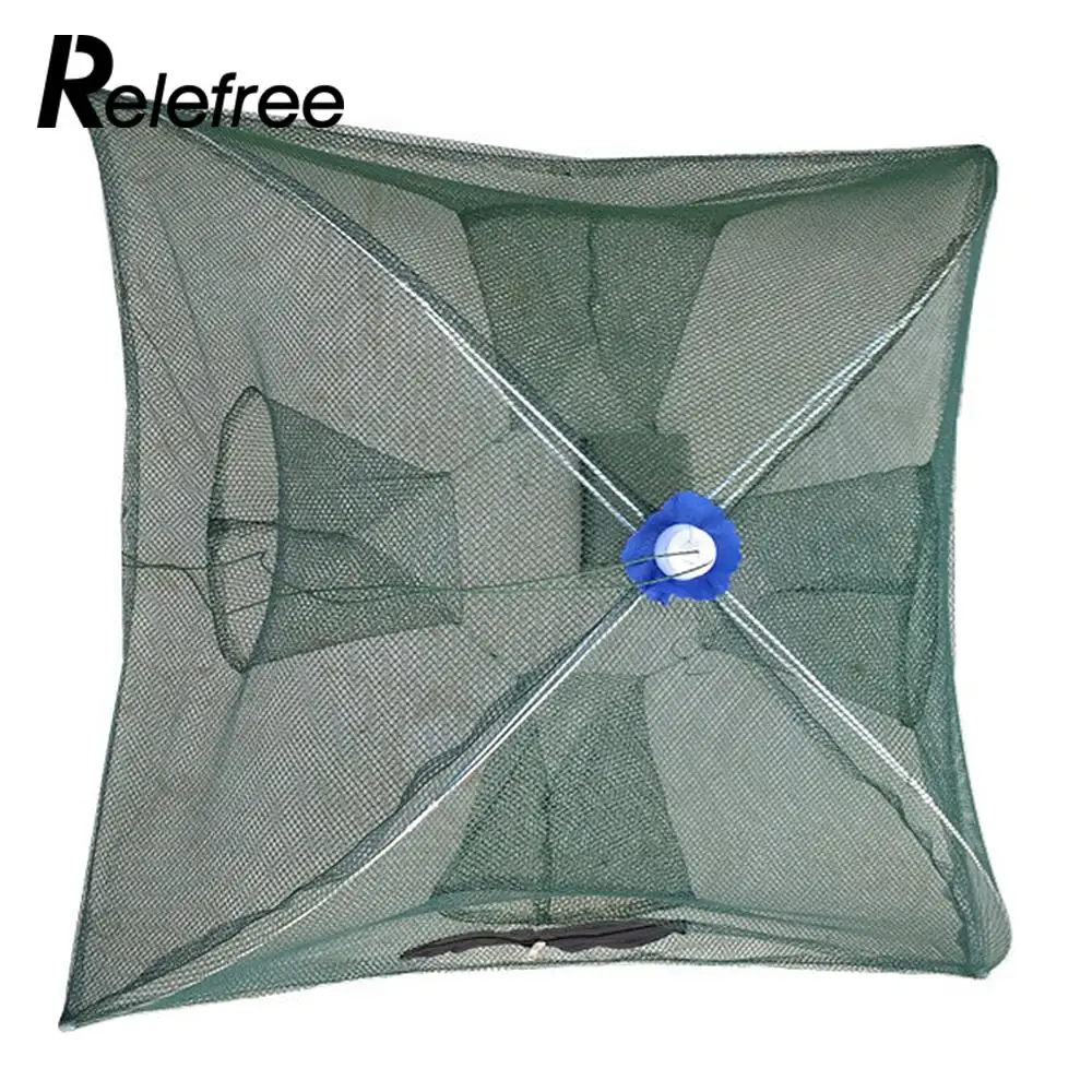 Green Folding Fishing Cage Fish Line Practical Fishing Net Dip