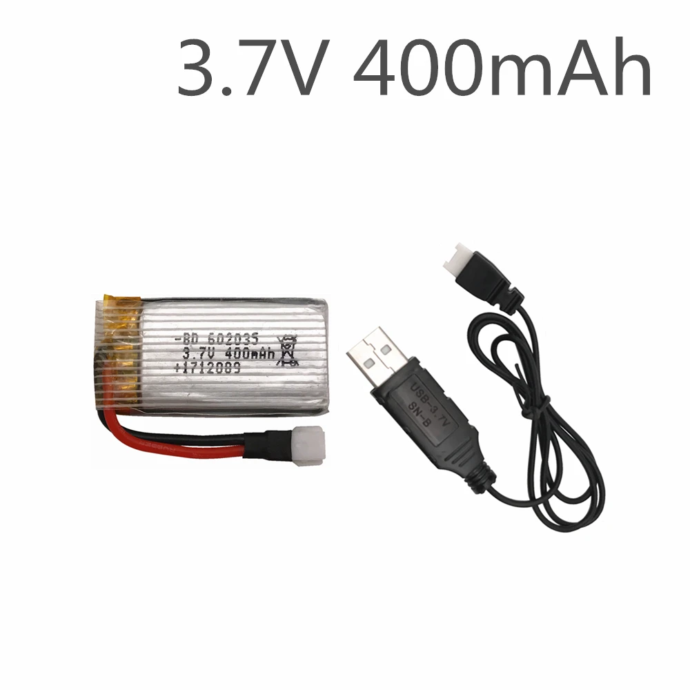 

H31 Battery With USB charger ( Input 5V ) X4 H107 H31 Spare Parts 3.7V 400mah Lipo battery 3.7 V 400 mah 30C 752035