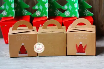 

20pcs Kraft Paper Gift Box Christmas Santa Claus Gift Packing Handheld Small Candybox Party and Festival GigT Bags