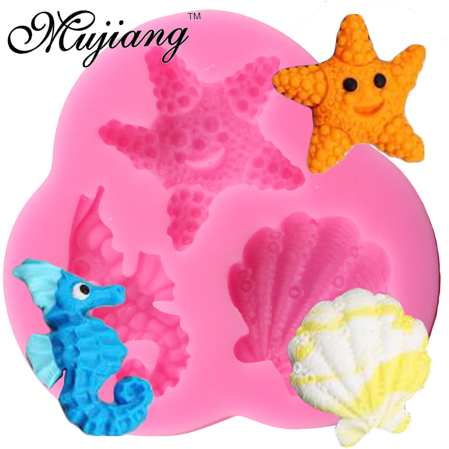 

Mujiang Sea Shell Starfish Silicone Mold Sea Horse Party Cupcake Fondant Cake Decorating Tools Sugar Paste Chocolate Candy Molds