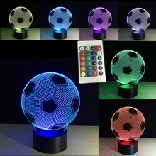 3d светильник для футбола, светодиодный настольный ночник с пультом дистанционного управления, RGB, 7 цветов, меняющийся внутренний ночник, иллюзионная лампа