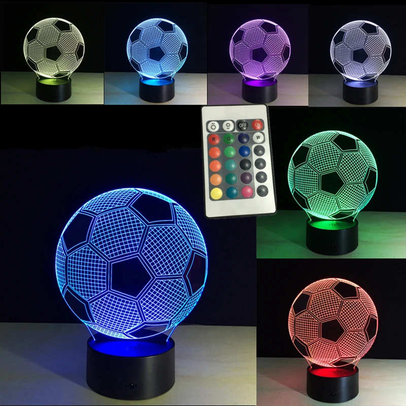 3d Lighting Fixture Football LED Table Night Lamp Remote Control RGB 7 Colors Changing Indoor Night