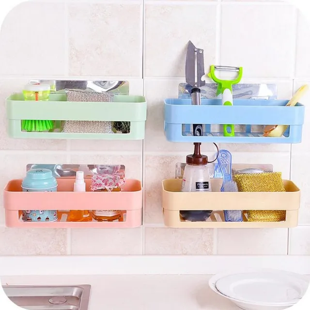 Cheap Practical Design Home Kitchen Bathroom Holder Storage Rack Kitchen Cabinet Cupboard Sucker Design Organizer Holder