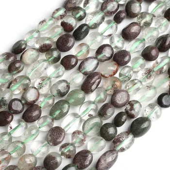 

6-8mm Natural Stone Beads Irregular Green Ghost Quartz For Jewelry Making Bracelet Necklace 15inches