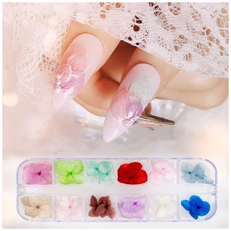 

120pcs/lot Mini Hydrangea Petals Artificial Dried Flower With Box Eternal Pressed Petal For Nail Art Necklace Jewelry Decoration