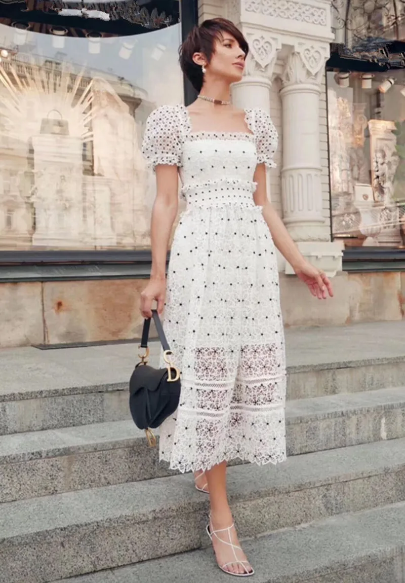 

2019 New arrive white lace flower dress