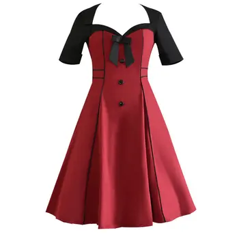 

Middle Ages European Restoring ancient ways Big yards Dress v-neckJoining Together Bowknot Buttons Decoration Full-skirted Dress
