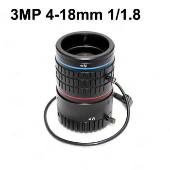 

Free Shipping 3 Megapixel 4-18mm CCTV Lens DC AUTO IRIS Varifocal 1/1.8 inch C Mount Industrial lens For HD 1080P Box Camera IP