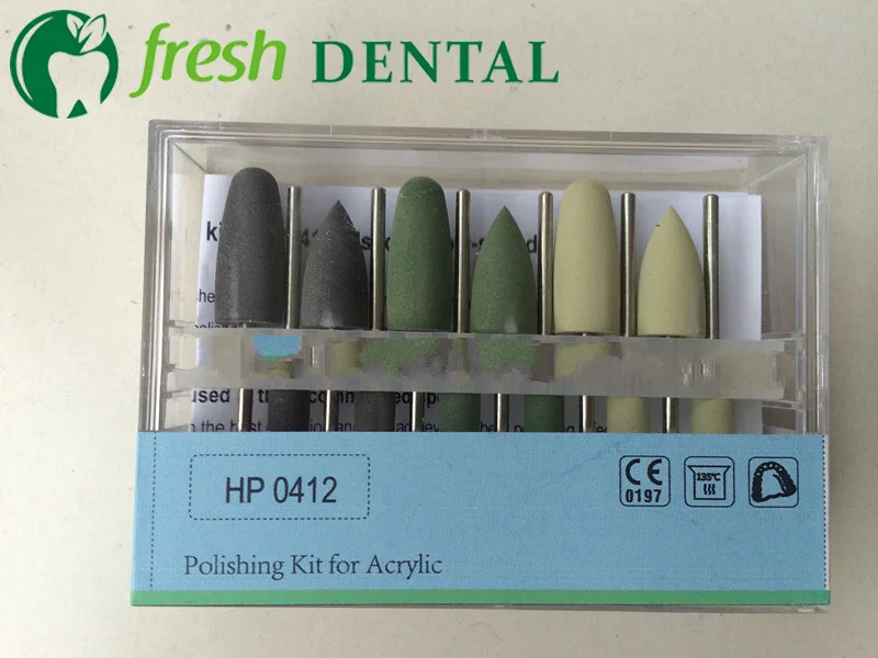 1 Set Dental Resin base Hidden Denture Polishing Kits for Low Speed Handpiece resin silicone