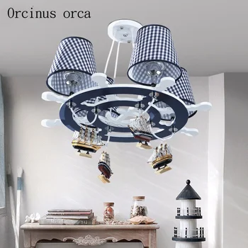 

Mediterranean boat rudder LED chandelier boys bedroom children room lights modern creative cartoon LED Chandelier free shipping