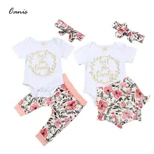 Pudcoco/Коллекция года, летний комплект из 3 предметов, милые топы для новорожденных девочек, боди с короткими рукавами, штаны, комплект одежды