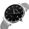 CRRJU-Reloj de pulsera con esfera grande para hombre y Mujer, cronógrafo de cuarzo con correa de malla, a la moda, Unisex ► Foto 3/5