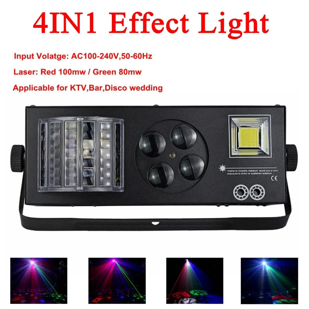 

Newest dj equipment 4IN1 laser party stage light dmx512 disco laser strobe lights Home entertainment DJ Light
