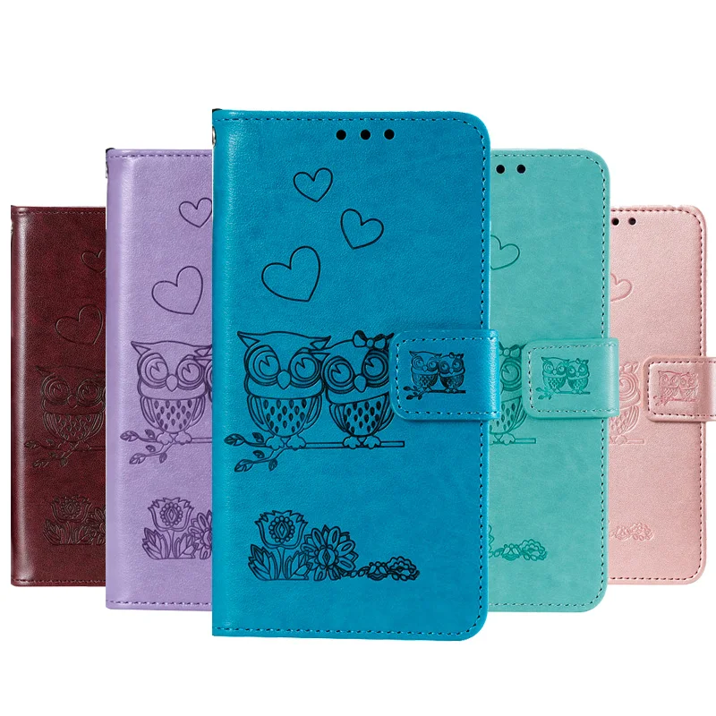 

2019 New Owl Flip Wallet Case For Moto E4 G5 G6 Plus E5 Plus Cover Mobile Leather Bag For Motorola Moto E5 Play G6 Play G7 Pouch