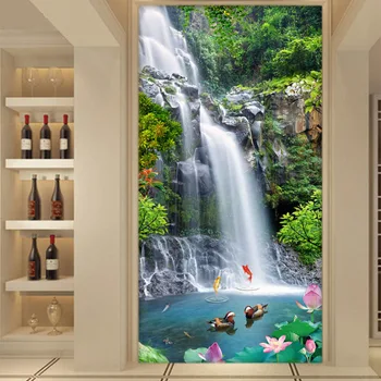

Custom Photo Wallpaper 3D Stereo Waterfalls Nature Scenery Wall Painting Chinese Style Living Room Entrance Backdrop Wall Papers