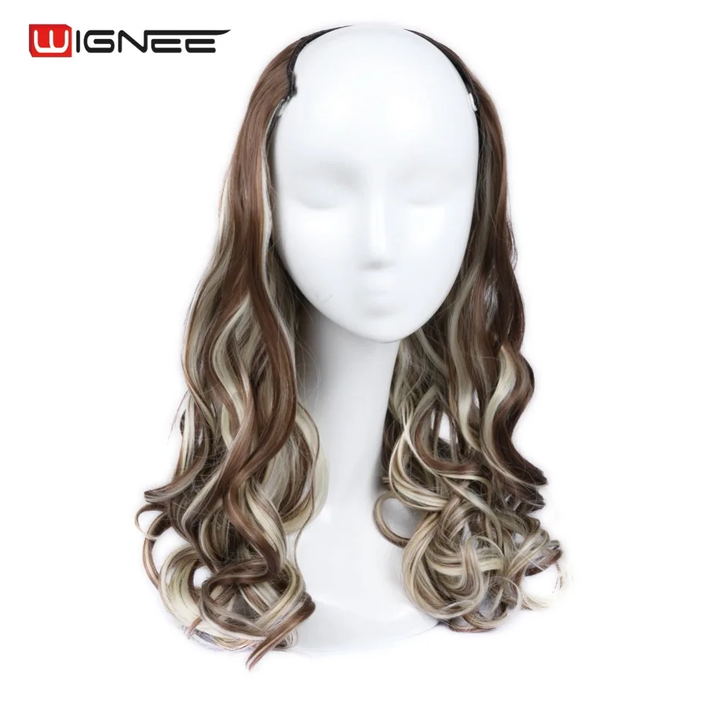 

Wignee U Part Clips In Wavy Hair Extension Half Wig For Women High Density Temperature Synthetic Wig Glueless Cosplay Hair Piece