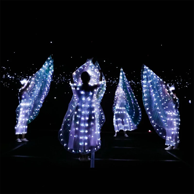 Светодиодный балетный костюм с люминесцентными крыльями и люминесцентной бабочкой, танцевальный костюм, плащ для танца живота