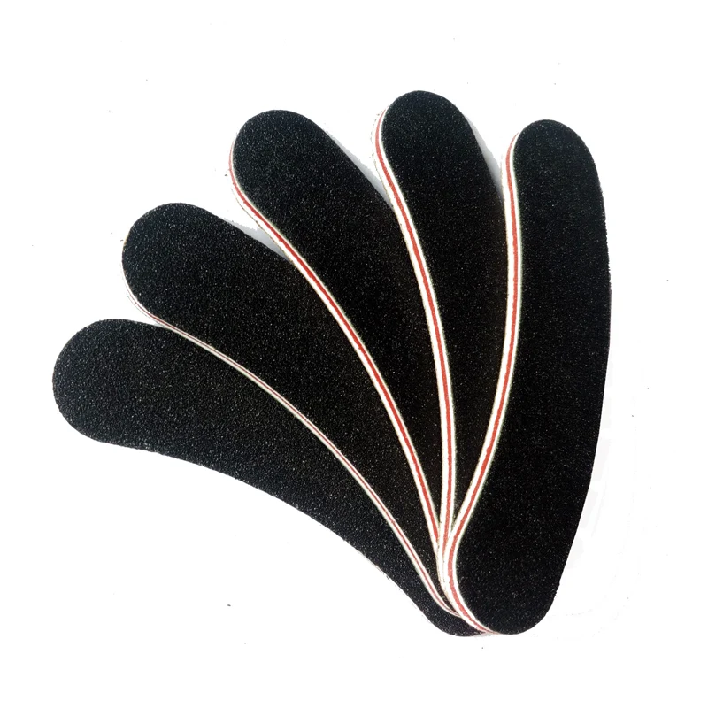 

High Quality 25pcs Professional Grinding Tools Black Nail Files Buffer Buckling Slim Crescent Grit Sandpaper 100/180 Nail Tools