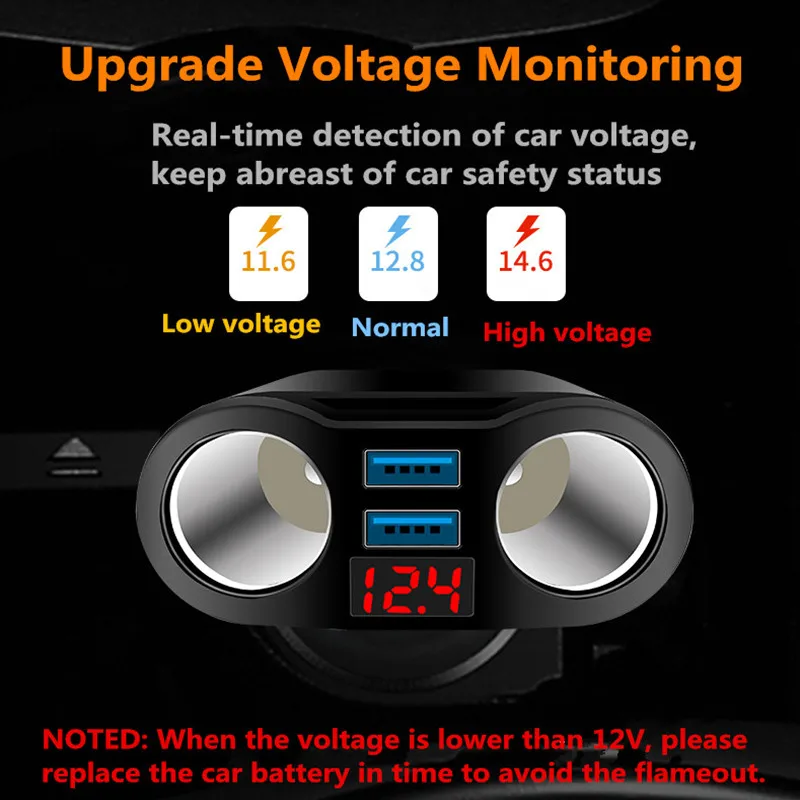 VIKEFON Usb Автомобильное зарядное устройство 3.1A розетка для автомобильного прикуривателя Разветвитель штекер светодиодный адаптер для автомобильного зарядного устройства 90 Вт Обнаружение для телефона MP3 DVR