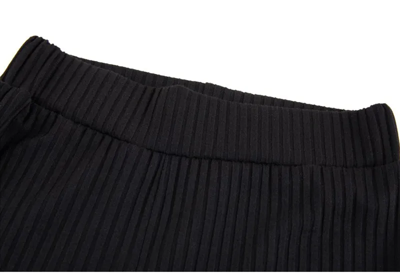 NewAsia Garden/зимние леггинсы с высокой талией, эластичные леггинсы в рубчик, женские вязаные обтягивающие штаны, женские черные эластичные брюки