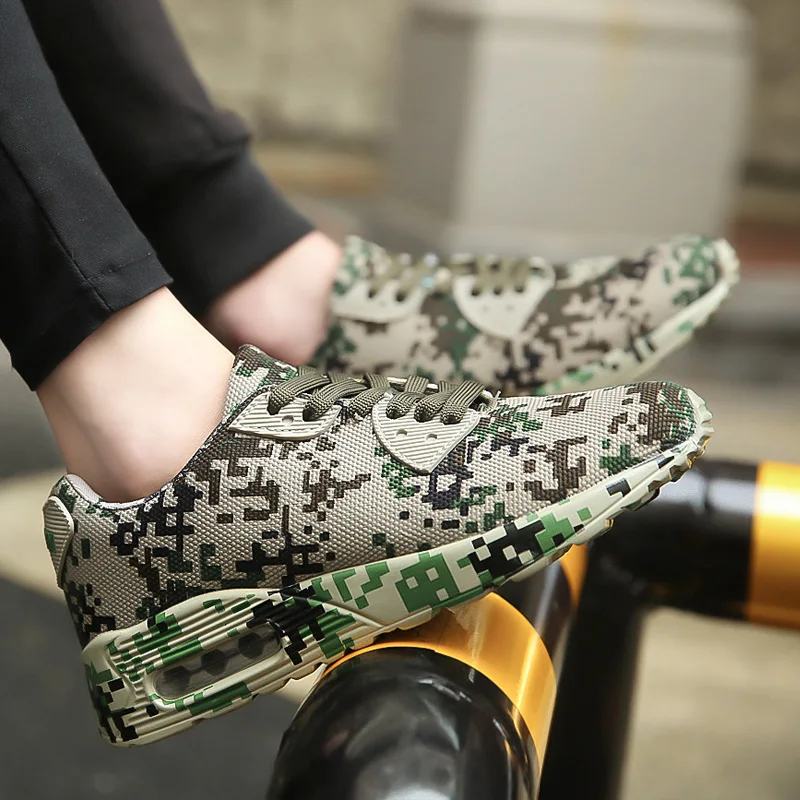 Уличная прогулочная спортивная обувь для взрослых мужчин и женщин камуфляжная удобная спортивная обувь на шнуровке дышащие сетчатые Сникеры на воздушной подушке