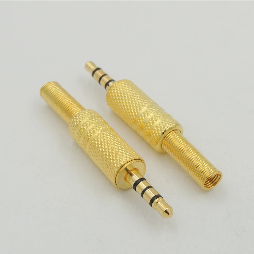 50pcs 1 8 3 5mm 4pole Audio Stereo TRR Headphone Mini Gold plate Socket Jack Plug Connector with Spring Relief