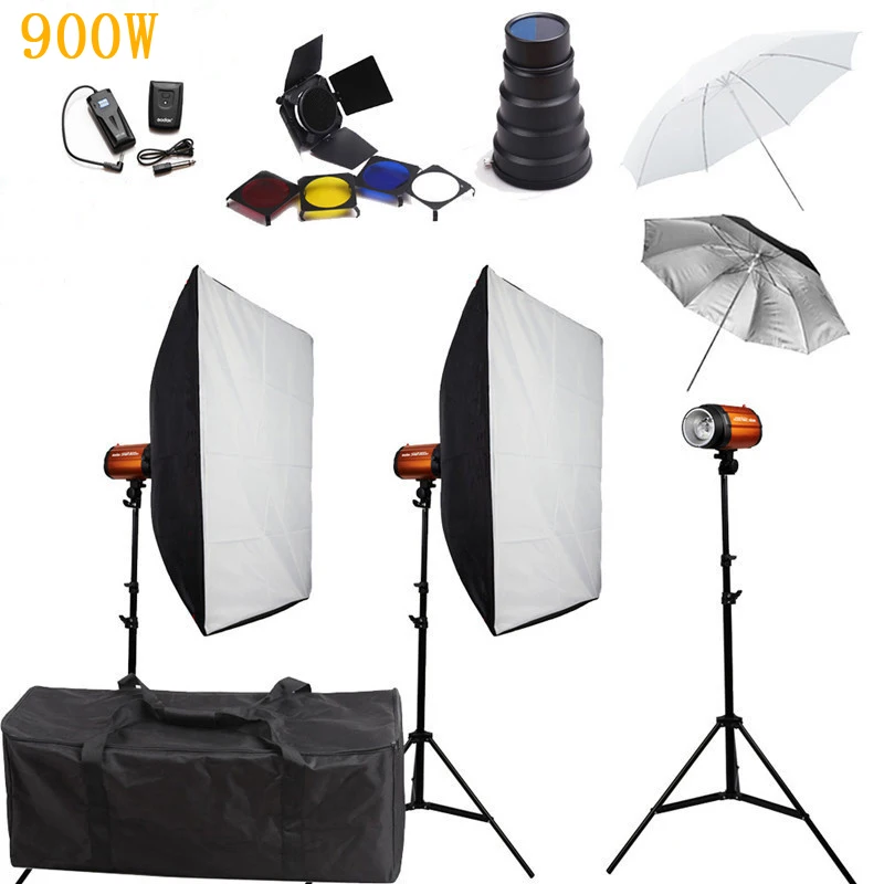 

Photography Godox Smart 300SDI Photo Studio Softbox 900ws Flash Lighting Kits Lightbox with Stand RT-16 16 Remote Control Set