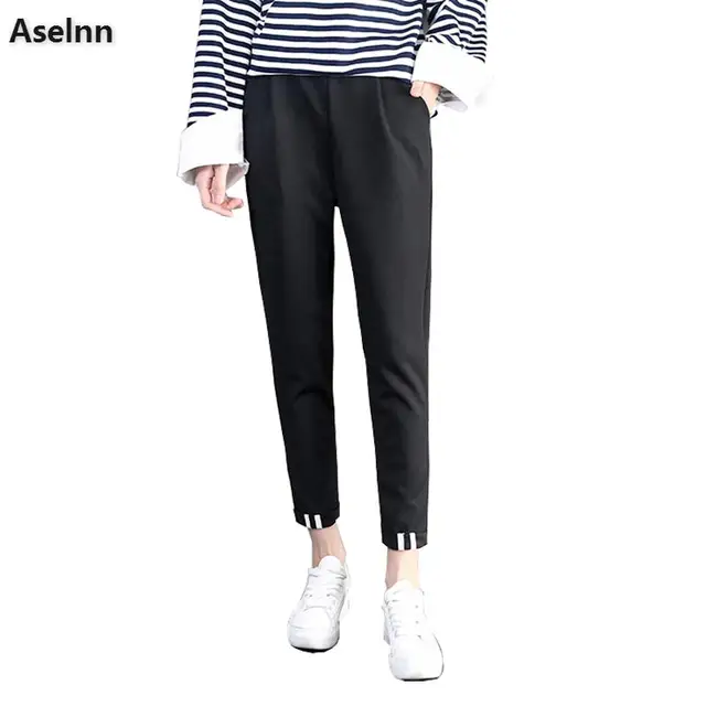 Aselnn 2018 Autunmn Women Black Harem Pants Casual Loose Elastic Waist Trousers Female Plus Size 3xl Slacks For Ladies