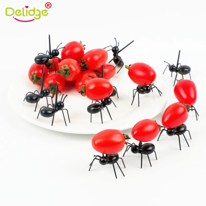 Delidge 12 шт./компл. мини Ant вилки для фруктов Пластик многоразового использования и других десертов с помидоры черри вилки вечерние украшения подарок для детей посуда