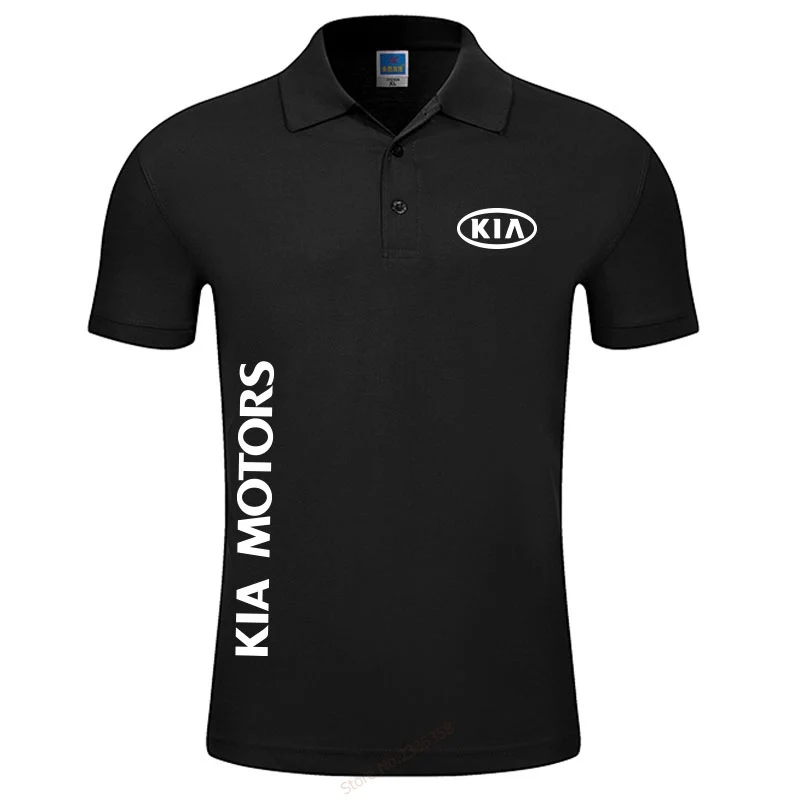 

new short polo shirt men brand clothing KIA Motors polo shirt male top quality cotton solid colour tops