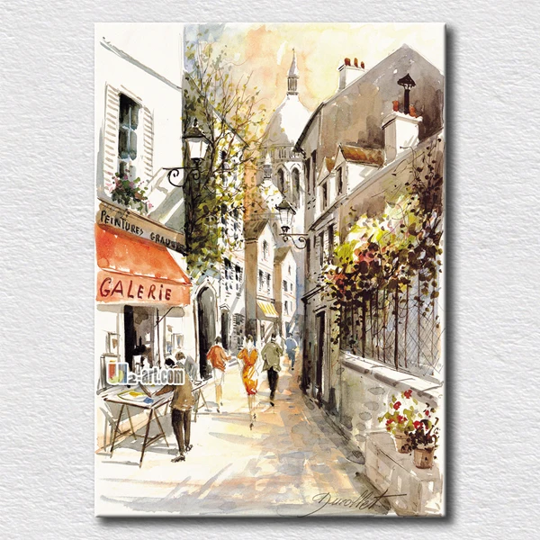 Akdeniz Manzara Yagliboya Basit Tarzi Manzara Baskilar Ev