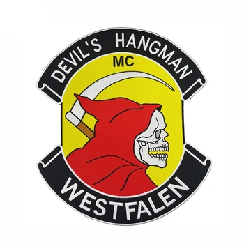 

DEVIL'S HANGMAN WESTFALEN PATCH Vest Jacket Back Motorcycle Patch Embroidery Iron-On Cool Biker Delicate Bag Ironing Patches