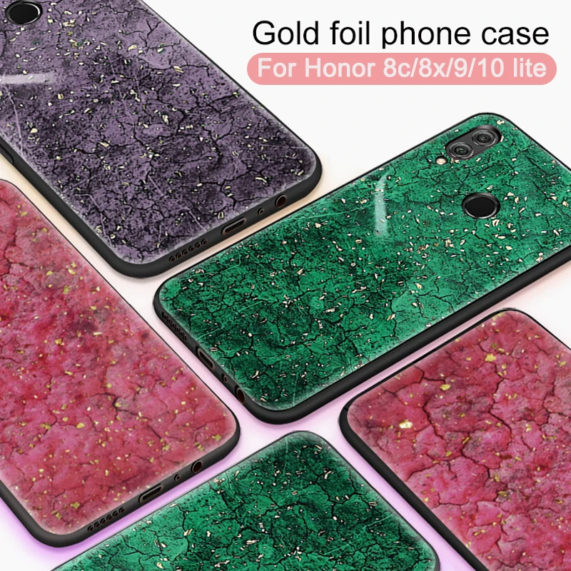 

Case For Huawei Honor 9 10 lite Gold Foil Bling Phone Cases For Honor 8x max 8c Silicone soft tpu cover shell on hono 8x honor8x