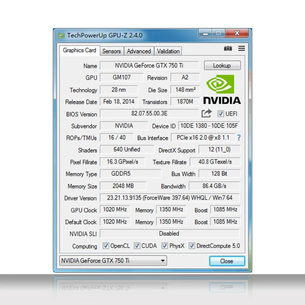Графическая карта PCI E 16X GTX750TI GPU 2G/2048 МБ DDR5 для оригинальной микросхемы nVIDIA Geforce