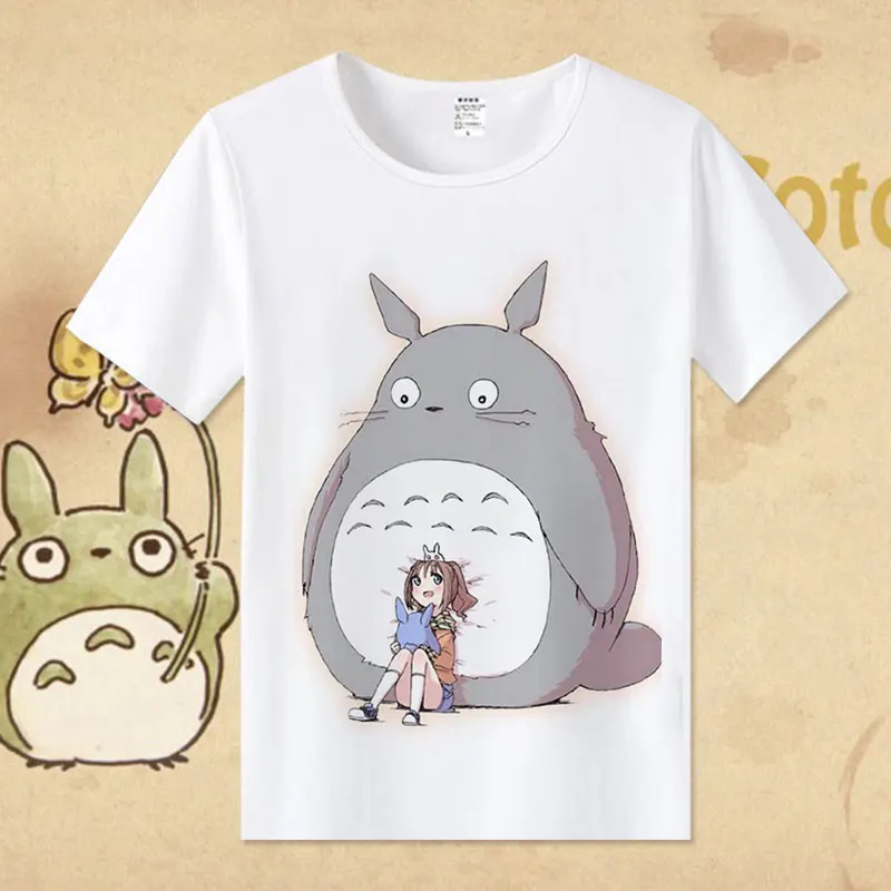 

2019 New Anime Totoro Cotton T-shirts for Women Student Cartoon T Shirt O Neck Short Sleeve Summer Clothes Top Tees S-3XL