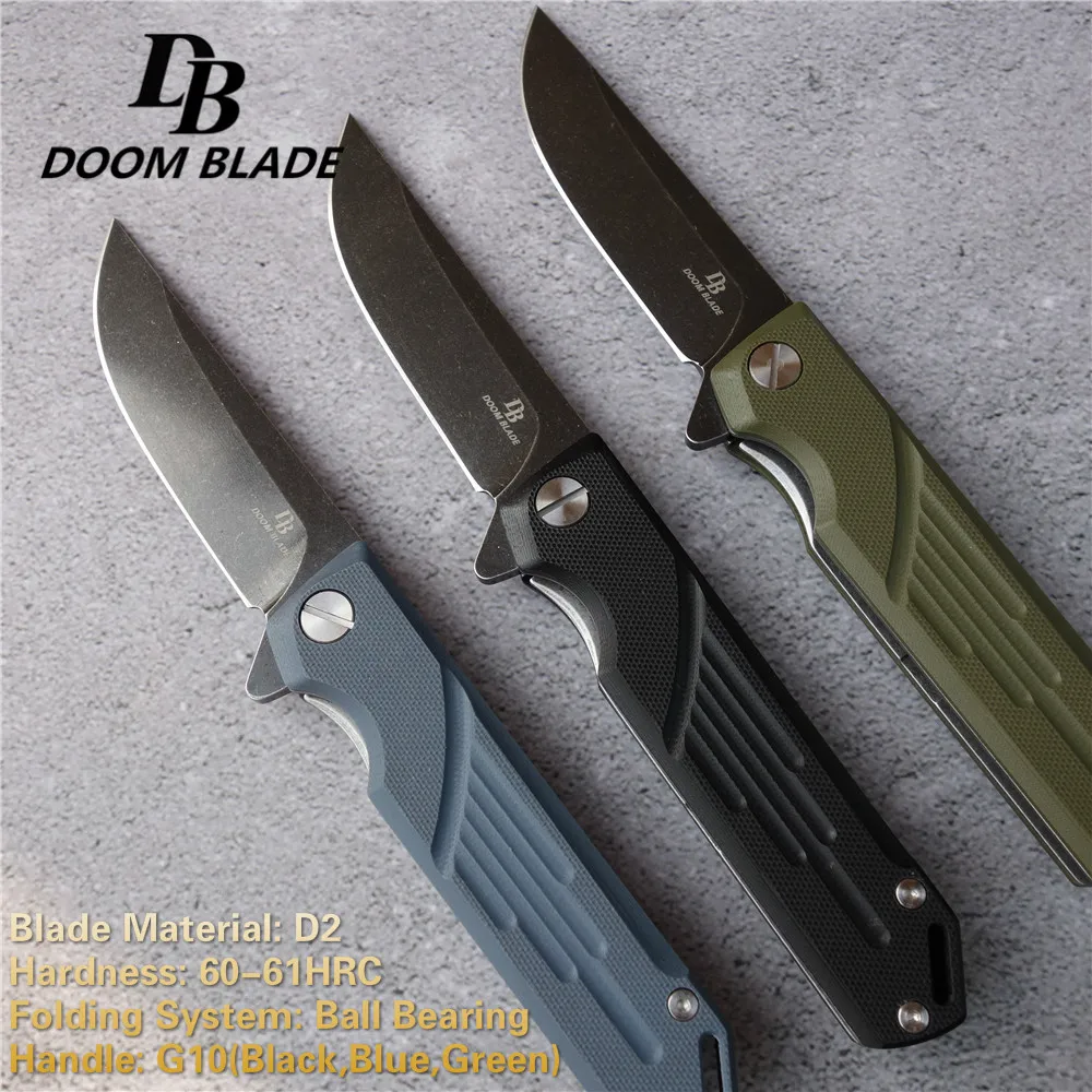 

7.9" 60-61HRC Knives Folding Knife D2 Blade G10 Handle Sharp Camping Knives Survival Tactical Hunting Camping Pocket Knife Tools
