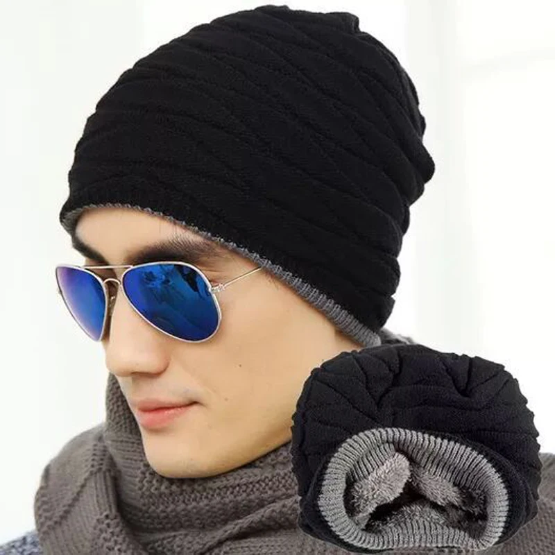 

2018 Arrival Beanies Knitted Hat Men's Winter Hats For Women Men Caps Gorros Warm Moto Fur Winter Beanie Fleece Knit Bonnet Hat