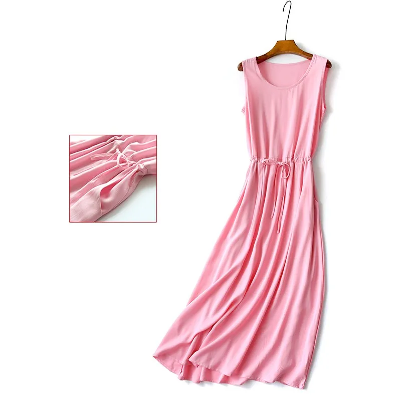 

XL-3XL -- Royal bright color drawstring tank dress cool breathable dress