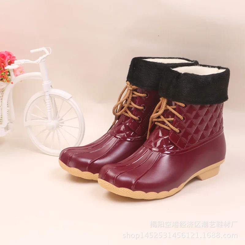 

SWYIVY Women's Rain Boots Shoes With Sock Autumn Winter Female Ankle Duck Boots Waterproof 2018 Lady Fashion Rubber Shoes 40