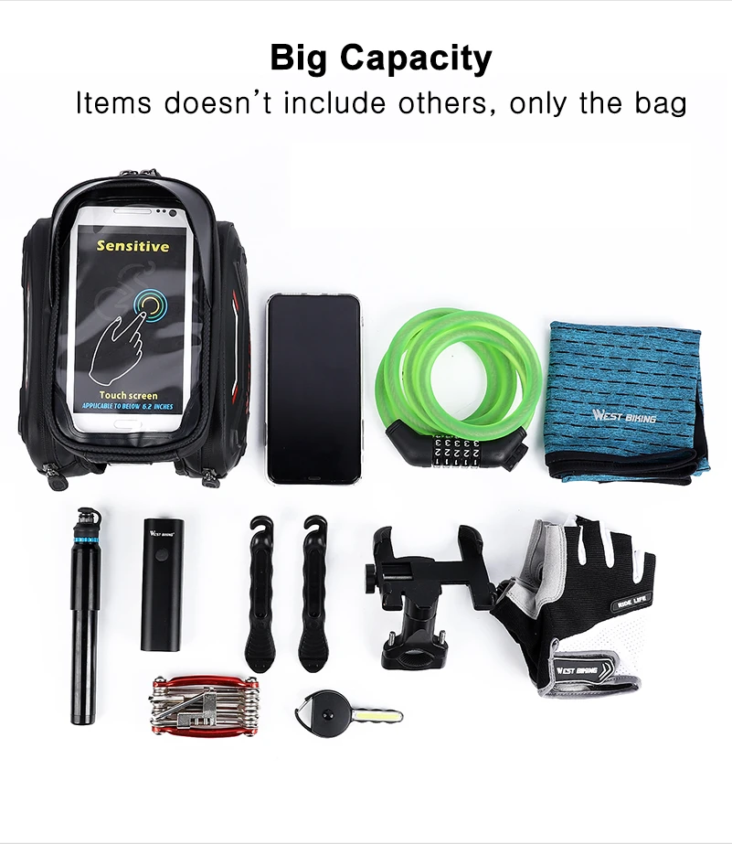 Flash Deal WEST BIKING Waterproof Bicycle Bag MTB Mountain Road Bike Frame Bag Touch Screen Phone Case Storage Basket Cycling Accessories 15