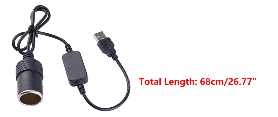 DWCX USB Мужской 5 В до 12 в автомобильный прикуриватель гнездо адаптер шнура конвертера кабель