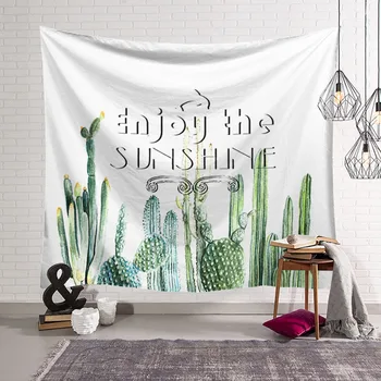 

Enjoy The Sunshine Wall Tapestry College Dorm Decor Wall Cloth Cactus Wall Hanging Art Murals Beach Towels