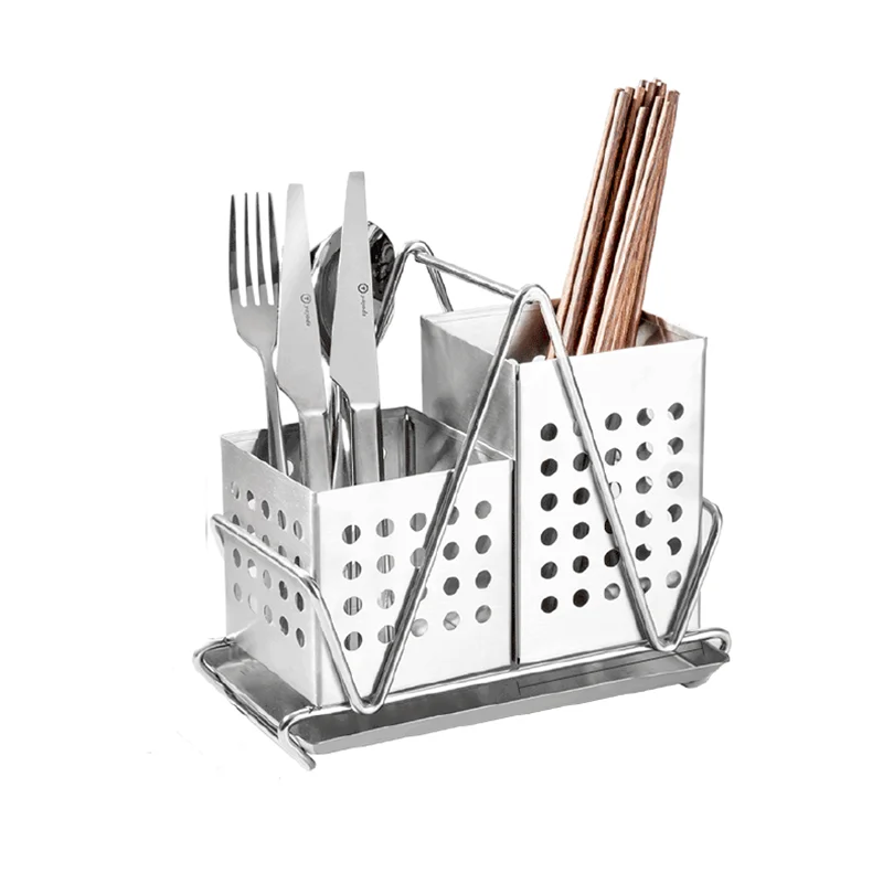 

High quality stainless steel chopstick cages spoon rack shelves fork holder reinforced hanging kitchen storage cutlery organizer
