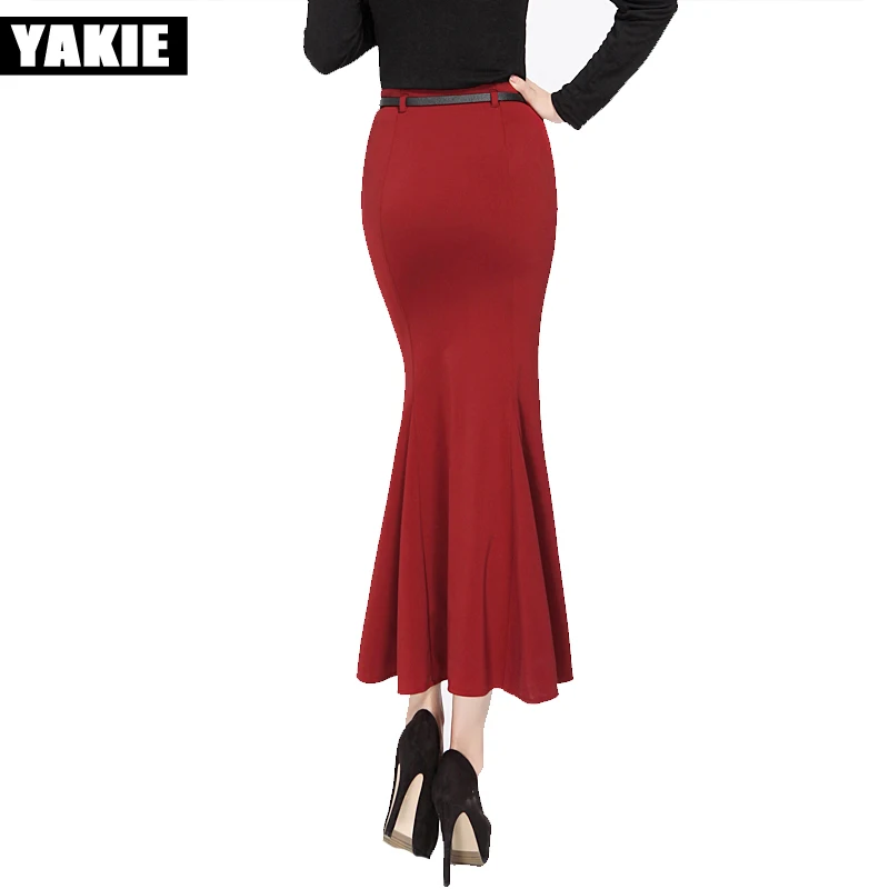 Большие размеры XS юбки размера XXXL Женская длинная юбка Труба Русалка Высокая талия длина по щиколотку винтажные сексуальные юбки красный черный облегающая юбка