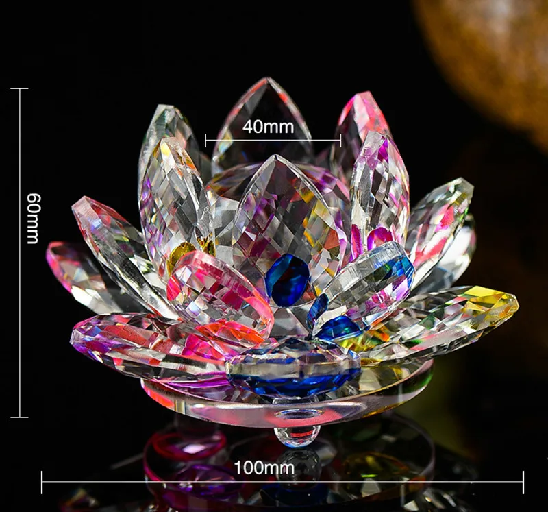 100mm Quartz Crystal Glass Lotus Flower natural stones and minerals