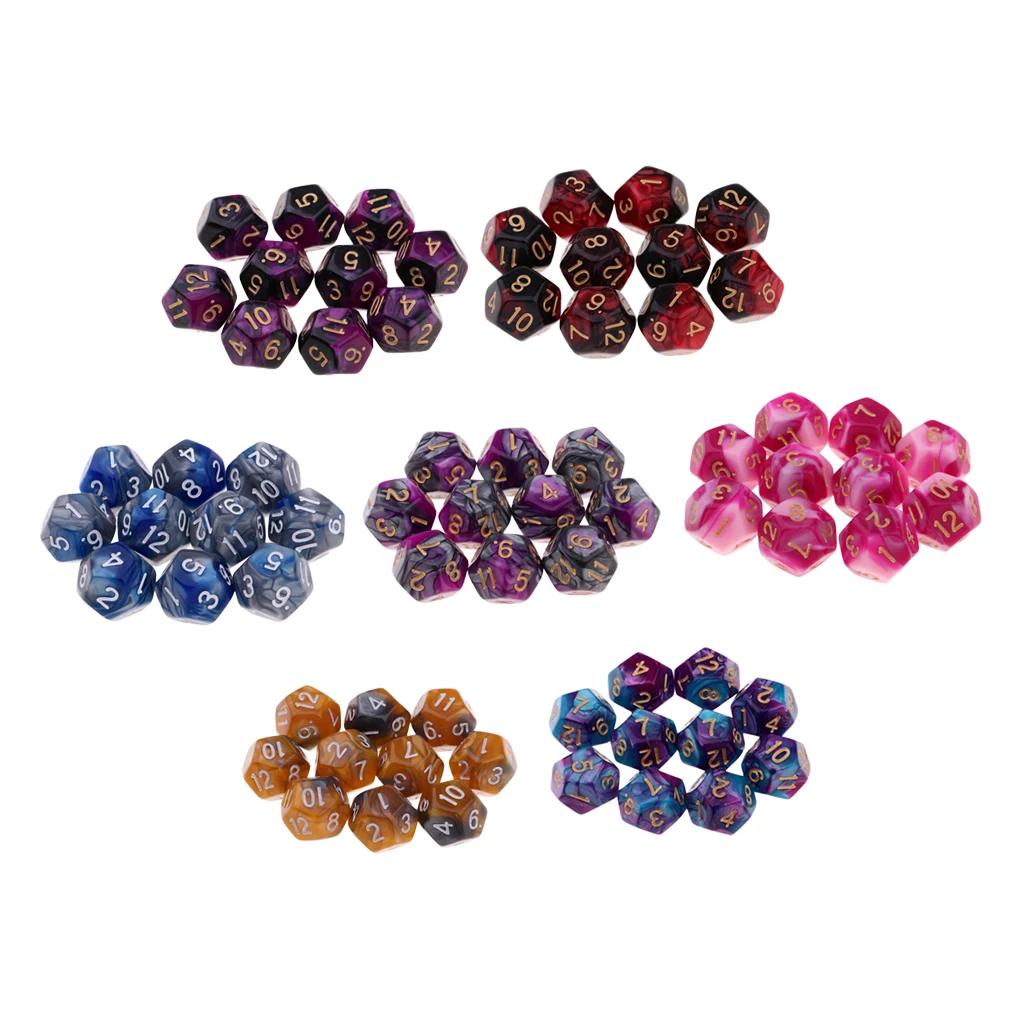 Pack of 10 Multi-sided Dice Polyhedron Dice Set D12 for D&D / TRPG Tabletop Game Role Playing Dices