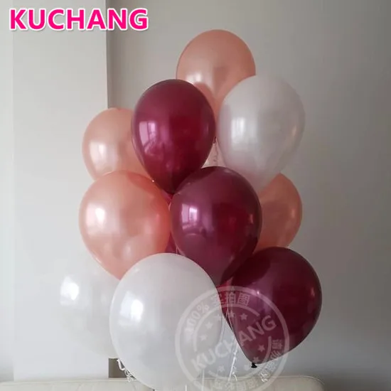 20pcs/lot 12inch Sparkling Burgundy Wine Red Latex Balloons Wedding Bridal Shower Birthday Graduation Prom Party Decorations